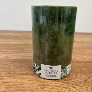 Pier 1 Holiday Forest Large Green Pillar Candle - Smells Like Christmas Tree NEW
